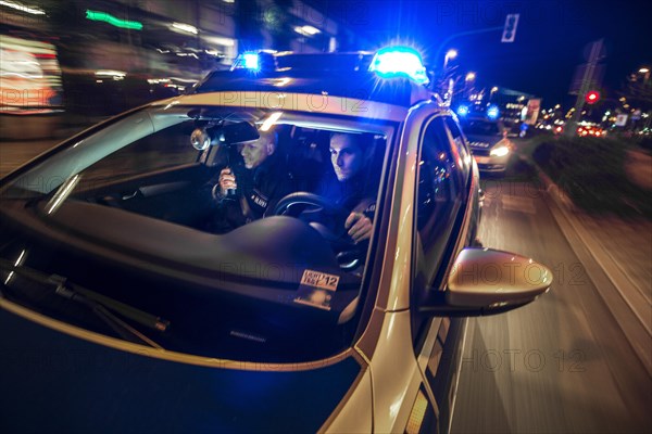 Police patrol car in an emergency operation