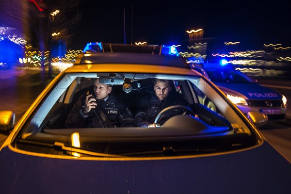 Police patrol car in an emergency operation