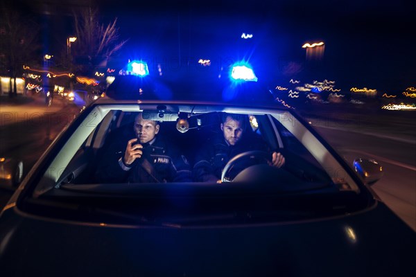 Police patrol car in an emergency operation