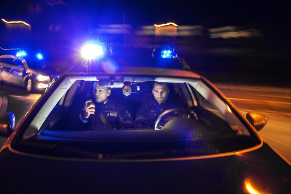 Police patrol car in an emergency operation