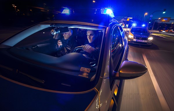 Police patrol car in an emergency operation