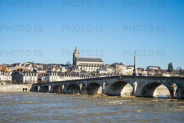 Town of Blois and Cathédrale Saint-Louis on the Loire River