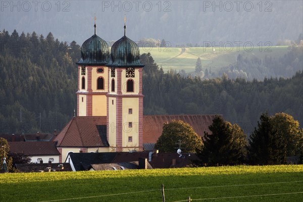 Monastery church of St Maergen in the evening light