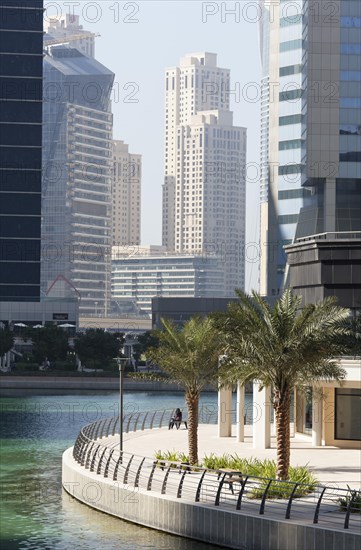 Skyscrapers on an artificial lake