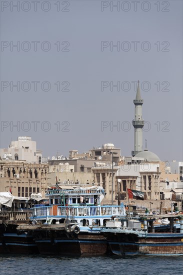 Arab dhows or daus on Dubai Creek