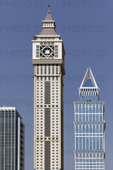 Skyscrapers built in differing architectural styles