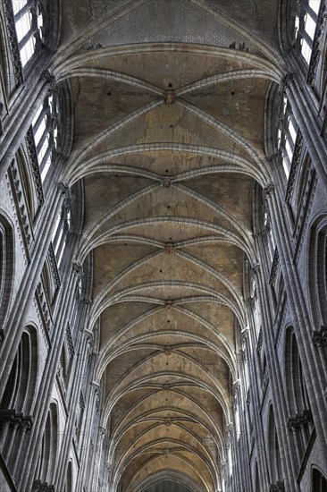 Nave of the gothic Cathedral of Rouen