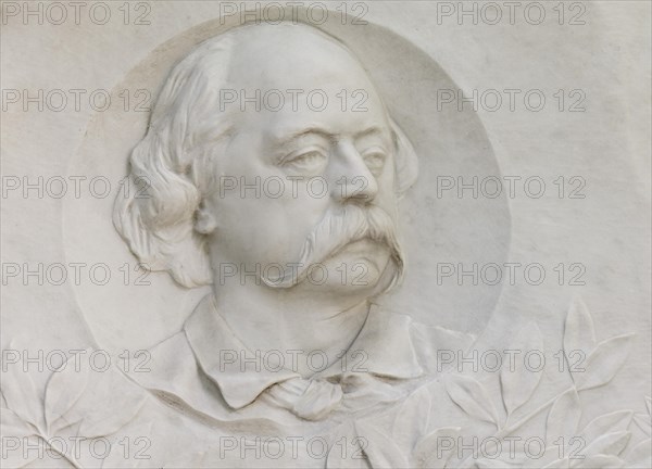Marble relief of the writer Gustave Flaubert