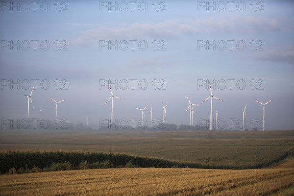 Views of a wind farm near Nauen on an autumn morning