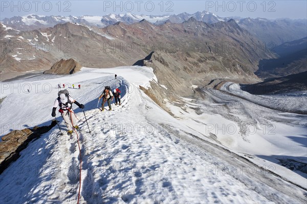 Hikers walking on the ridge