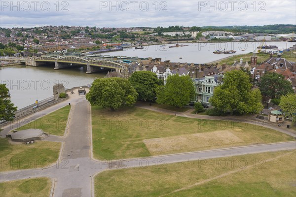 Rochester Bridge over river Medway from Castle Keep