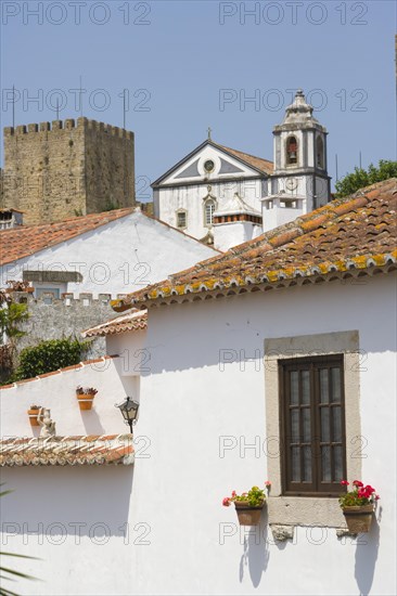 View of Obidos with Igreja de Sao Tiago