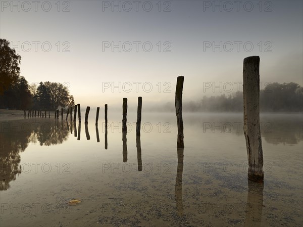 Early morning mood at Kuhsee lake with a bathing bay