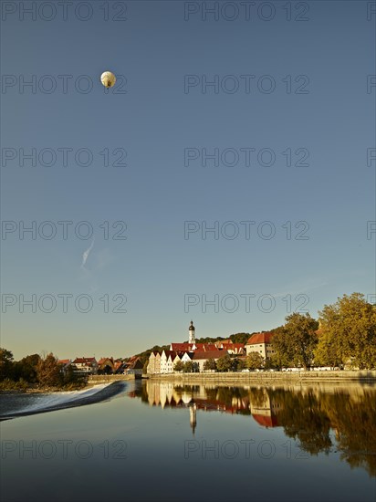 Hot-air balloon over the old town