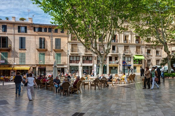 Street cafes on Placa de Santa Eulalia square