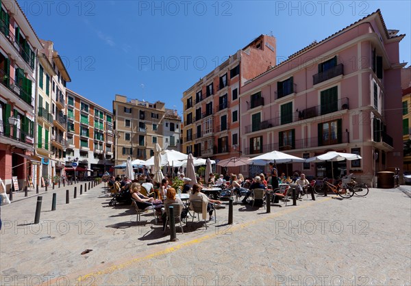 Street cafes on Placa de Salvador square