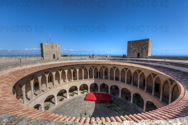 Gothic arcades in the courtyard of Bellver Castle