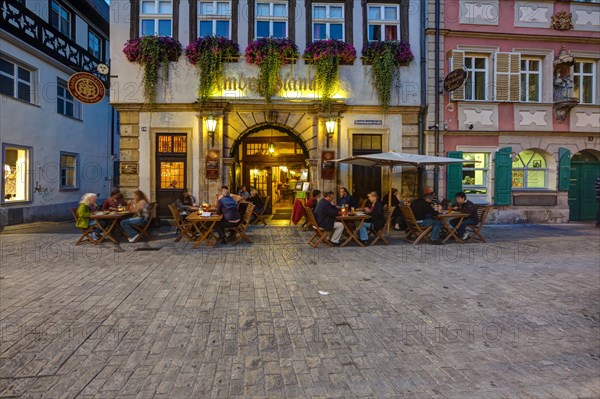 Restaurants with outdoor dining in the historic old town of Bamberg