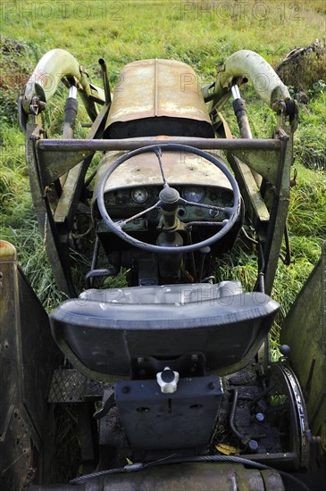 Old Fendt tractor from 1969 on a meadow