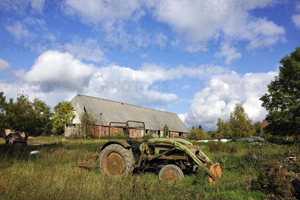 Old Fendt tractor from 1969 on a meadow