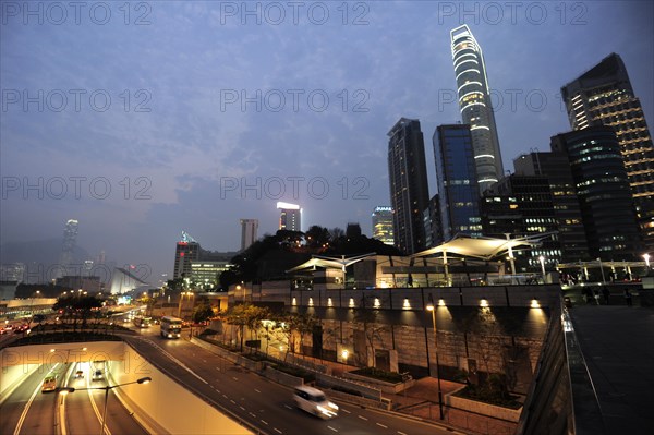 A highway underpass in the evening