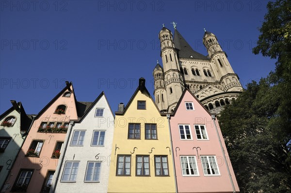 Old houses at the Fischmarkt square with Great St. Martin Church