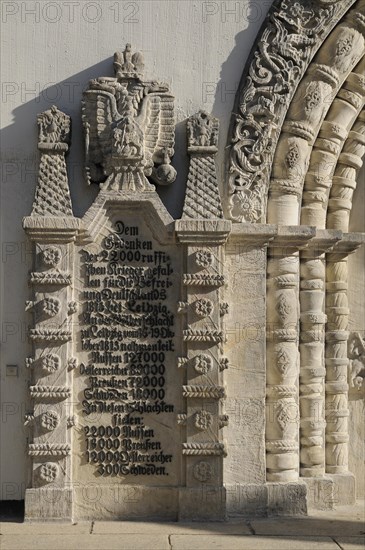 Stone relief in commemoration of the Battle of the Nations 1813