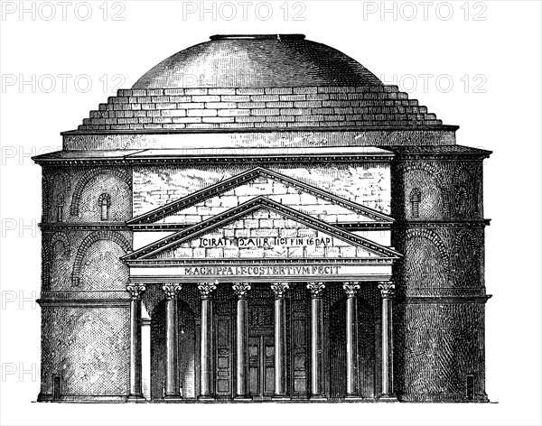 Facade of the Pantheon in Rome