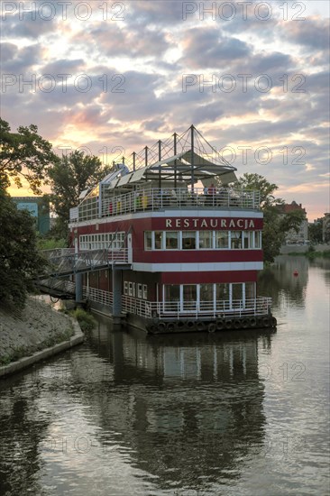 Floating restaurant Barka Tumska on the river Oder