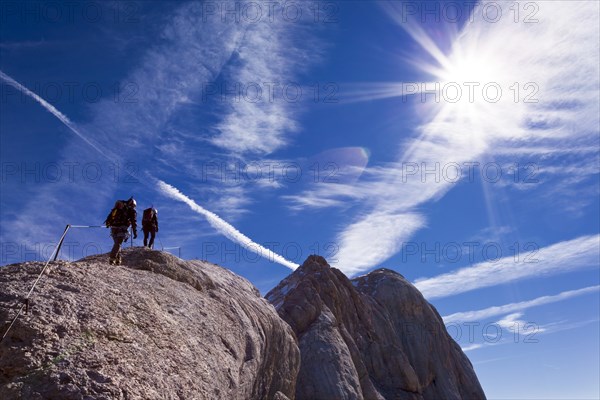Mountain climbers on the west ridge of Marmolada Mountain