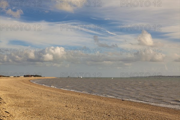 The sweep of Stokes Bay pebble beach at Alverstoke