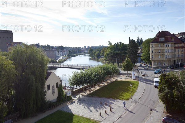 View of Altstadtbruecke bridge across the Neisse river as seen from the Church of St. Peter and Paul