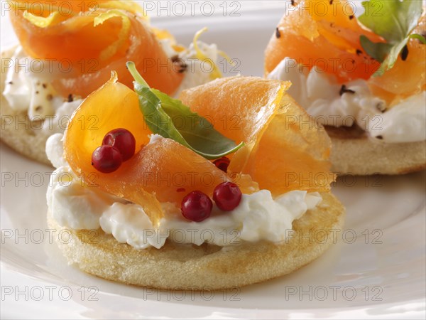 Smoked salmon and cream cheese blinis