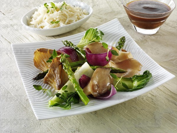 Oriental vegetarian stir fry of vegetables