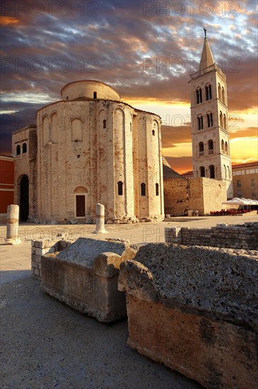 The pre-Romanesque Byzantine St Donat's Church and the Campanile bell tower of the St Anastasia Cathedral