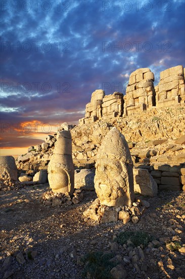 Statues around the tomb of Commagene King Antochus 1 on top of Mount Nemrut