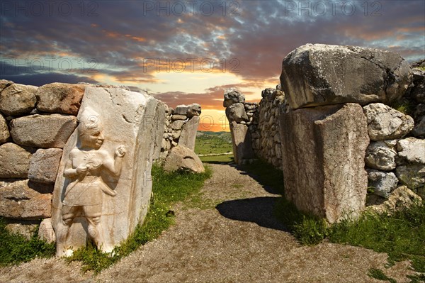 Hittite relief sculpture on the Kings gate to the Hittite capital