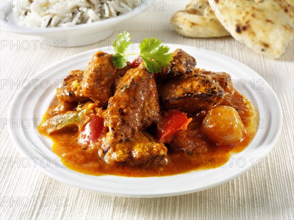 Char grilled Chicken Jalfrezi with rice and naan bread