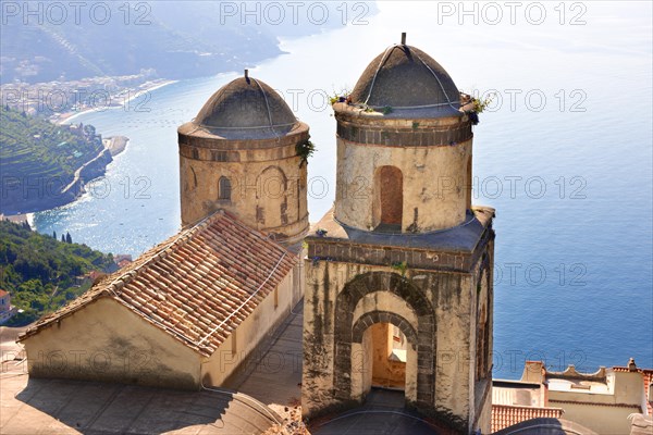 Bell towers of Our Lady of The Anunciation church viewed from Villa Ravello