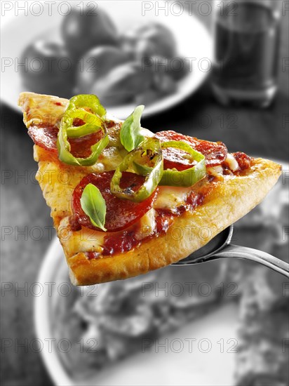 Italian pepperoni pizza slice