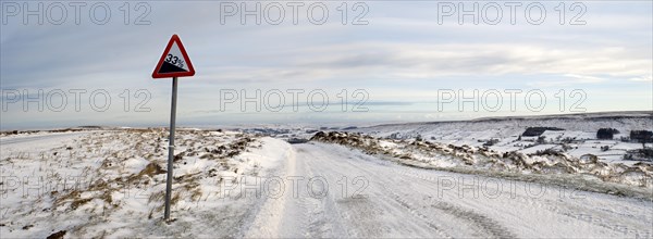 View of snow on moors from Castleton over the Esk valley