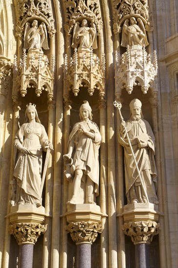 Neo-Gothic facade statues of the Cathedral of the Assumption of the Blessed Virgin Mary