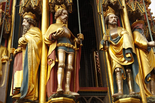 Close up of the Gothic statues of The Schoener Brunnen