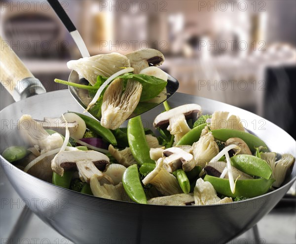 Chinese stir fry vegetables in a wok