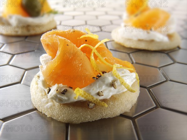 Smoked salmon and cream cheese blinis