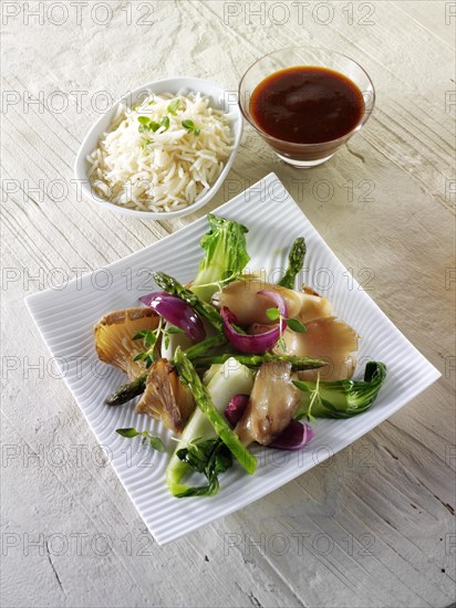 Oriental vegetarian stir fry of vegetables