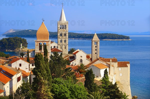 View from St John Church tower over the medieval roof tops of Rab town