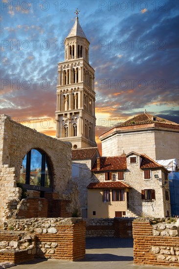 Bell tower of the Cathedral of St Doimus dedicated to the Virgin Mary