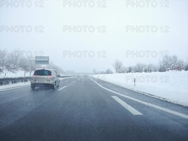 German Autobahn A5 at sleet