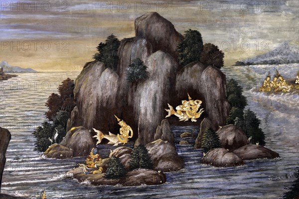 Ramakien mural in Phra Rabieng